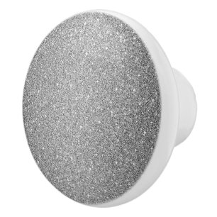 Ceramic Cabinet Knob-Silver Faux Glitter Knob