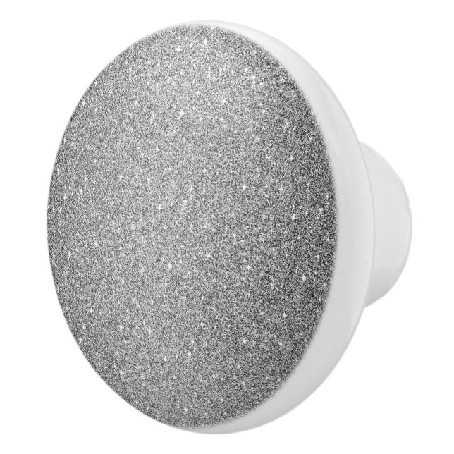 Ceramic Cabinet Knob-Silver Faux Glitter Knob (Right)