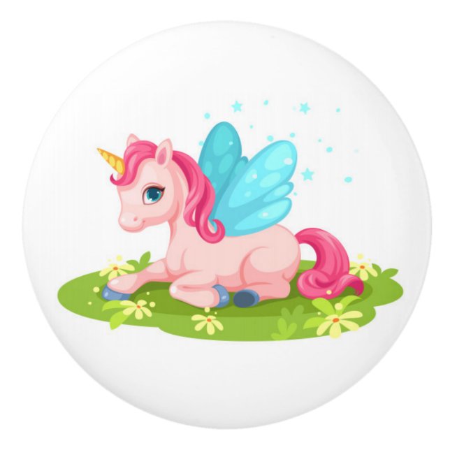 Ceramic Cabinet Knob-Unicorn Ceramic Knob (Front)