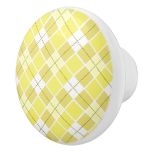 Ceramic Cabinet Knob-Yellow Plaid Knob