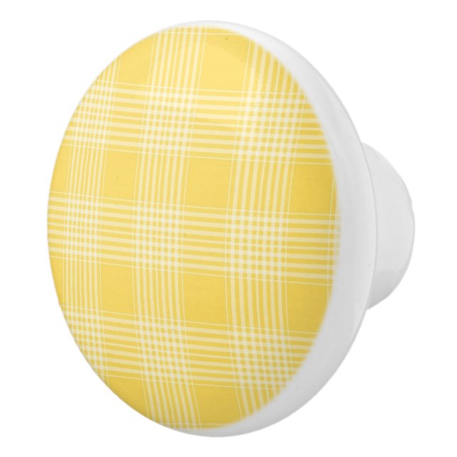 Ceramic Cabinet Knob-Yellow Plaid Knob (Right)