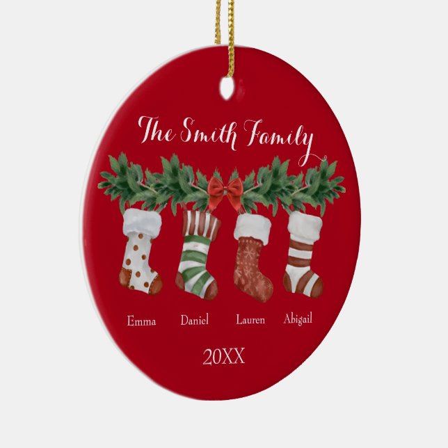 Ceramic Christmas Family Stockings Ornament (Right)