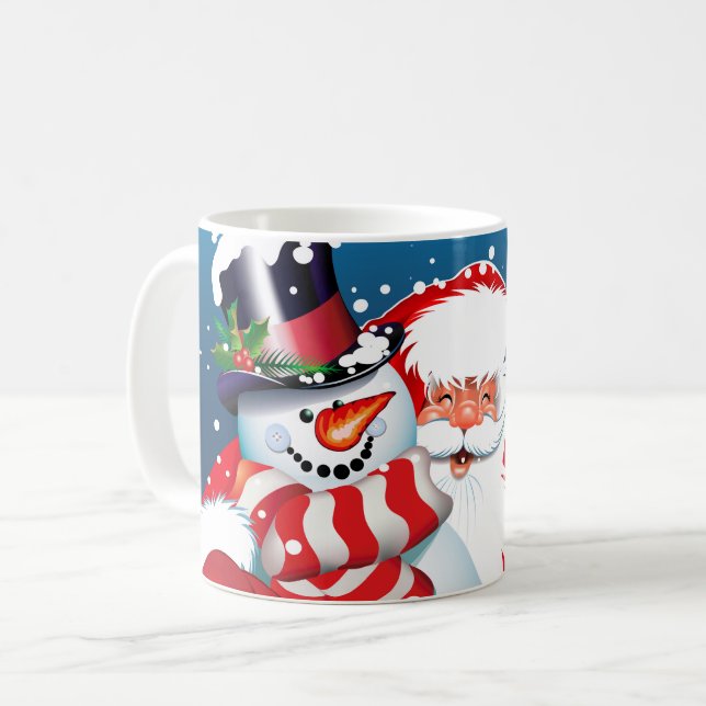 Ceramic Coffee Mug-Santa & Frosty Coffee Mug (Front Left)