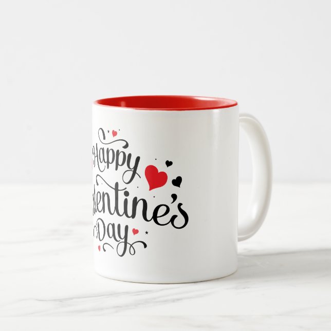 Ceramic Coffee Mug-Valentine Hearts Two-Tone Coffee Mug (Front Right)
