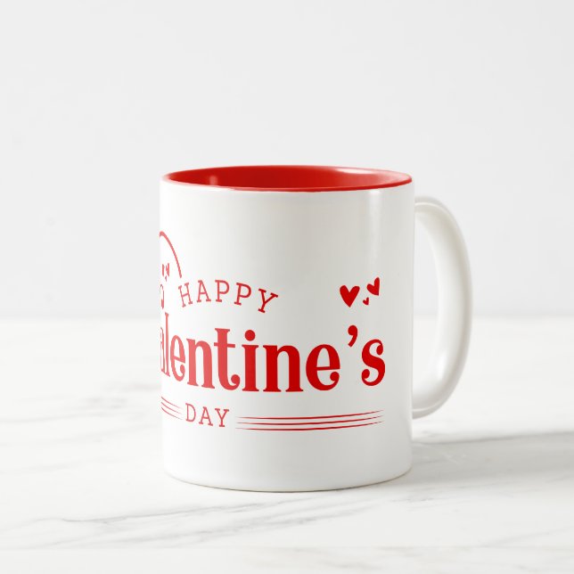 Ceramic Coffee Mug-Valentine Hearts Two-Tone Coffee Mug (Front Right)