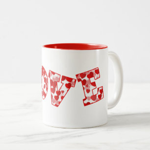 Ceramic Coffee Mug-Valentine Hearts Two-Tone Coffee Mug