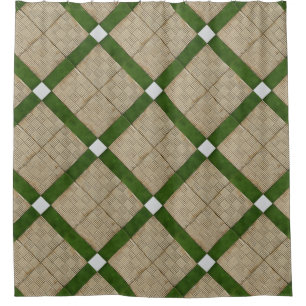 Ceramic Concrete Tiles Diagonal Mediterranean Shower Curtain