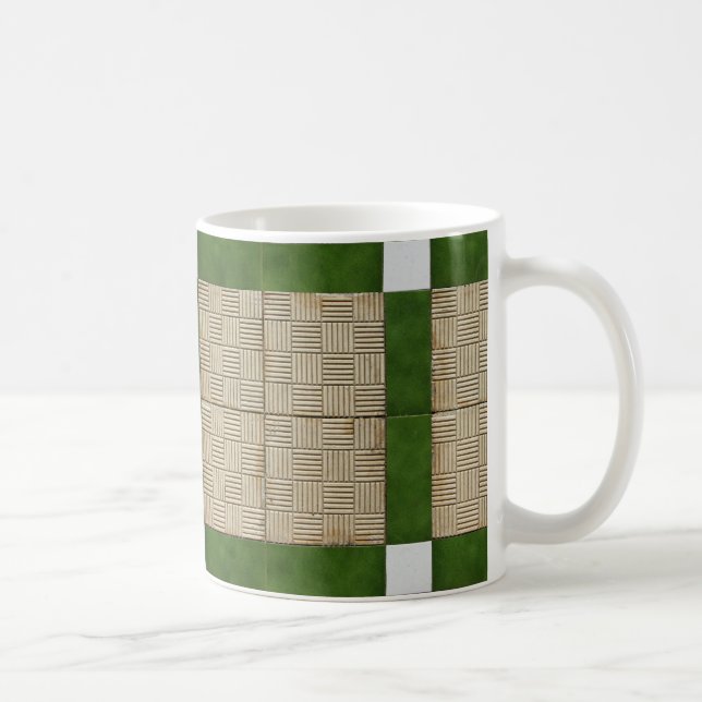 Ceramic Concrete Tiles Green Grey Coffee Mug (Right)