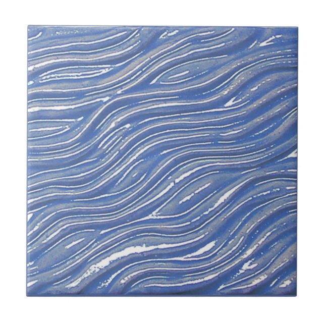 Ceramic Decorative Tile Blue water look (Front)