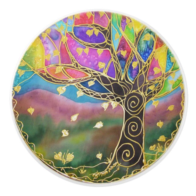 Ceramic Door/Draw Knobs - Tree Of Life (Front)
