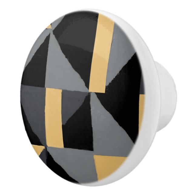 Ceramic Door Knob – Deco Geometry (Right)
