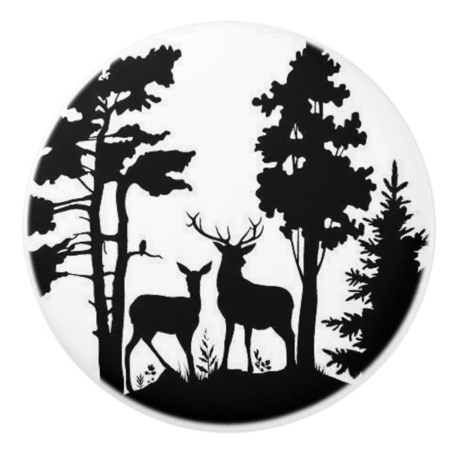 Ceramic Drawer/Door Knobs - Silhouette Wildlife (Front)