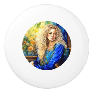 ceramic drawer knob - blue 