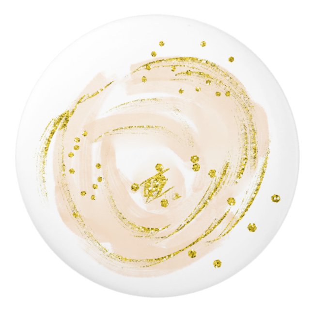 Ceramic Drawer Pull Gold Rose Bud (Front)