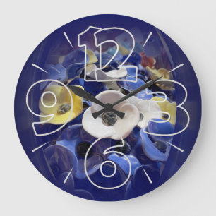 Ceramic flowers medallion large clock