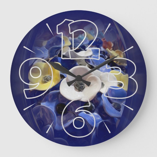 Ceramic flowers medallion large clock (Front)