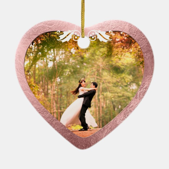 Ceramic Heart Faux Rose Gold+Gold Ceramic Ornament (Back)