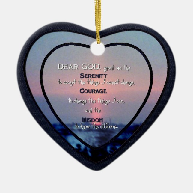 Ceramic Heart Ornament_SerenityPrayer_2 Tree Decoration (Front)