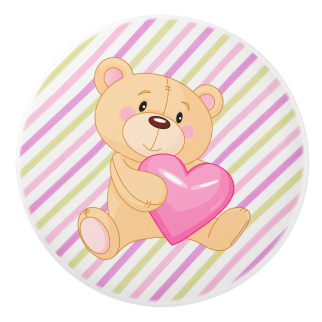 Ceramic Knob/Bear and Stripes with Heart Knob (Front)