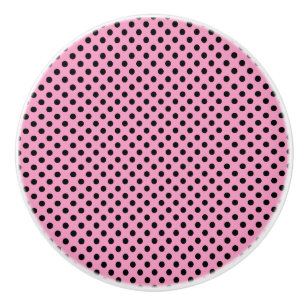 Ceramic Knob/Black Polka Dots-Pink Background Knob