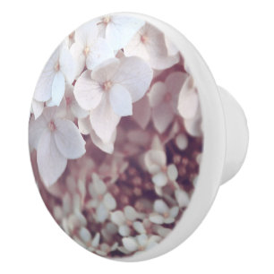 Ceramic Knob Blush Pink Hydrangea Floral Botanical