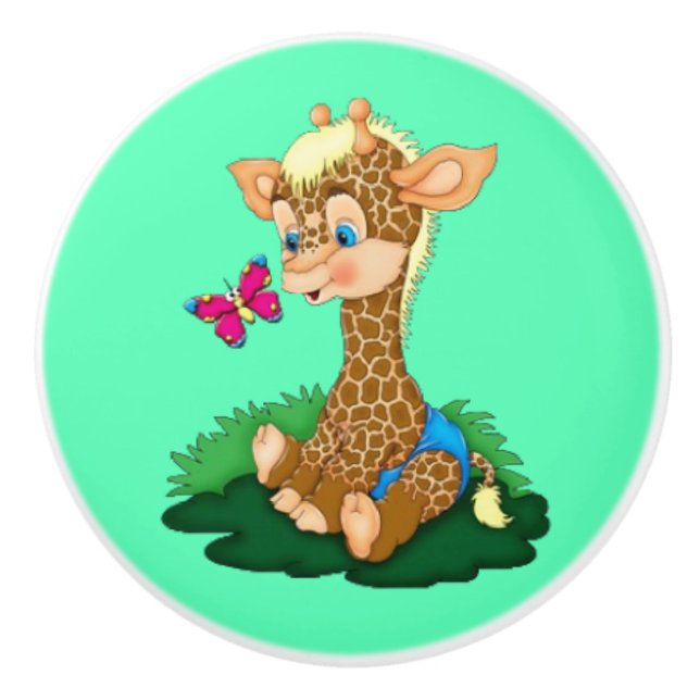 Ceramic Knob/Giraffe and Butterfly Knob (Front)