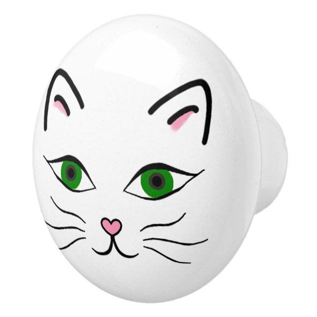 Ceramic Knob - Kitty Face (Right)