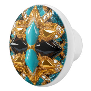 Ceramic knob pull with Bahamas Colours