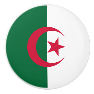 Ceramic knob pull with flag of Algeria