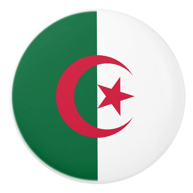 Ceramic knob pull with flag of Algeria (Front)