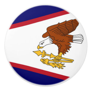 Ceramic knob pull with flag of American Samoa, USA