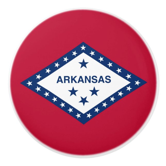 Ceramic knob pull with flag of Arkansas, USA (Front)