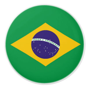 Ceramic knob pull with flag of Brazil