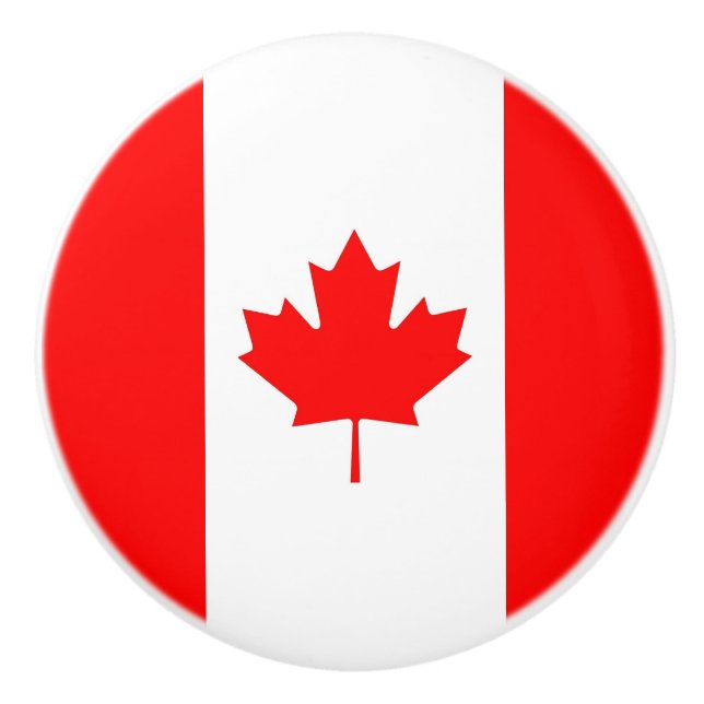 Ceramic knob pull with flag of Canada (Front)