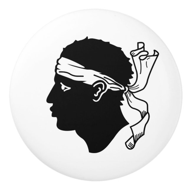 Ceramic knob pull with flag of Corsica (Front)