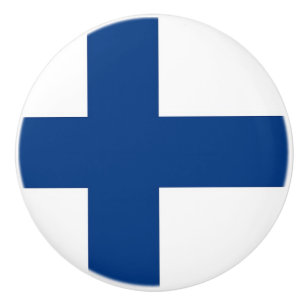 Ceramic knob pull with flag of Finland