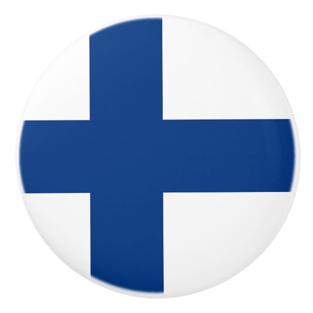 Ceramic knob pull with flag of Finland (Front)
