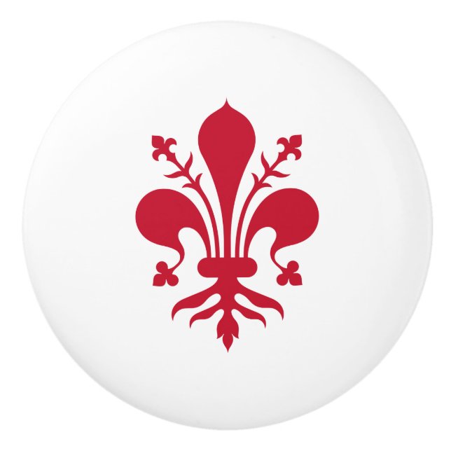 Ceramic knob pull with flag of Florence, Italy (Front)