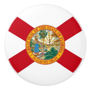 Ceramic knob pull with flag of Florida, USA