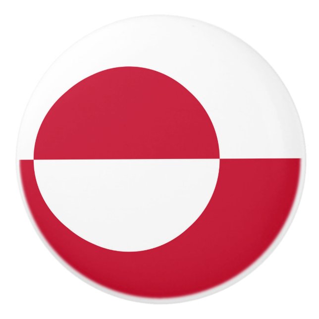Ceramic knob pull with flag of Greenland (Front)