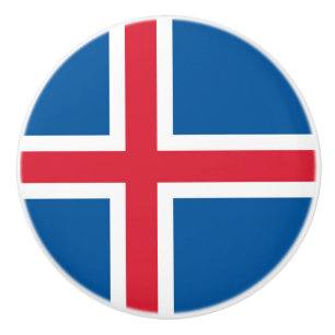 Ceramic knob pull with flag of Iceland