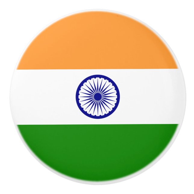 Ceramic knob pull with flag of India (Front)