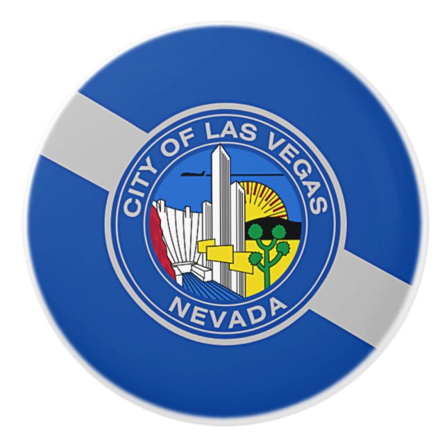 Ceramic knob pull with flag of Las Vegas, USA (Front)