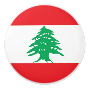 Ceramic knob pull with flag of Lebanon