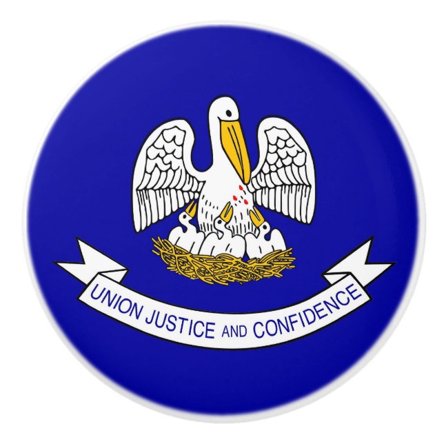 Ceramic knob pull with flag of Louisiana, USA (Front)