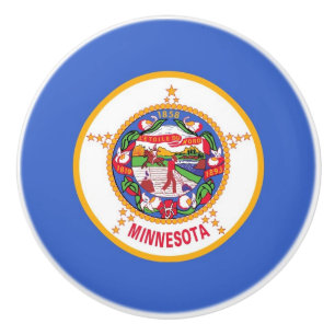 Ceramic knob pull with flag of Minnesota