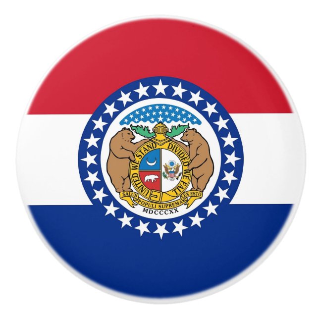 Ceramic knob pull with flag of Missouri, USA (Front)