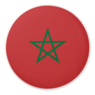Ceramic knob pull with flag of Morocco