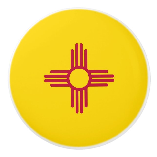 Ceramic knob pull with flag of New Mexico, USA (Front)