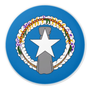 Ceramic knob pull with flag of Northern Mariana